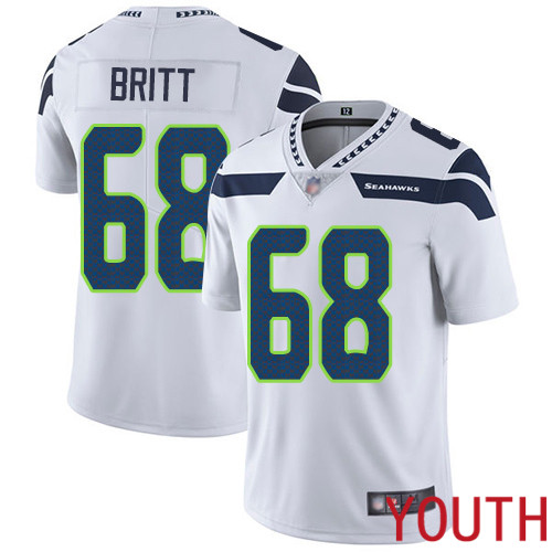 Seattle Seahawks Limited White Youth Justin Britt Road Jersey NFL Football 68 Vapor Untouchable